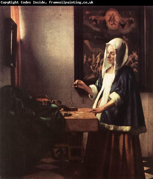 Jan Vermeer Woman Holding a Balance